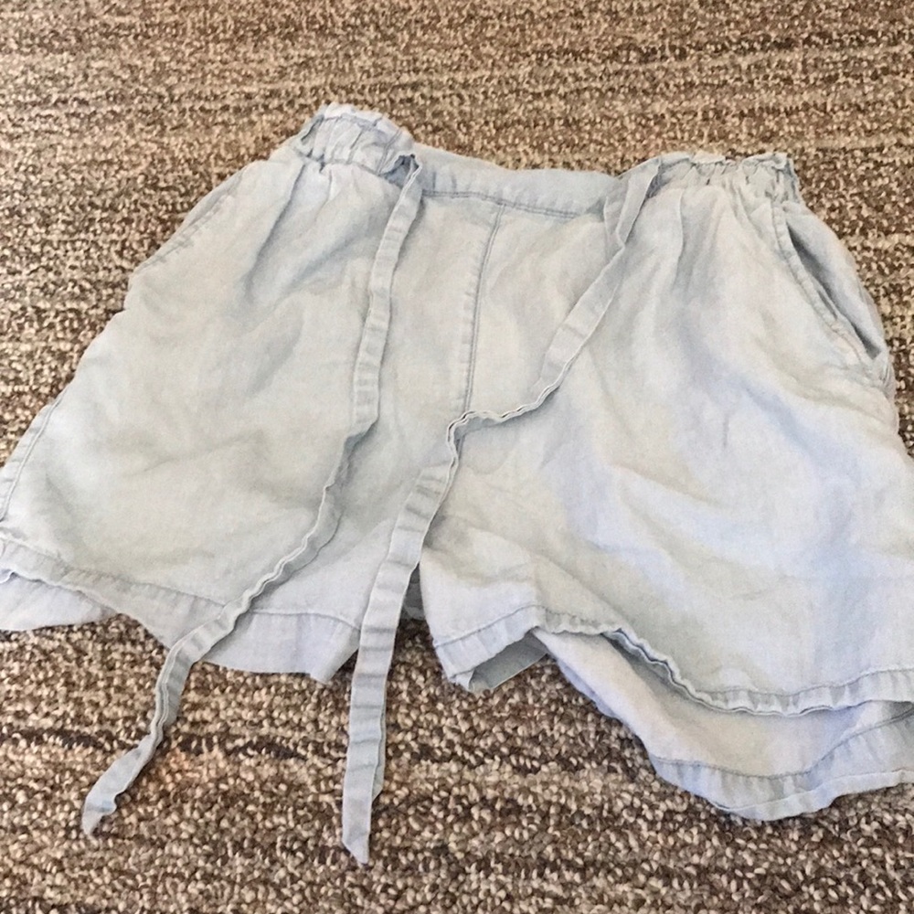 High Waisted Light Blue Jean Shorts .